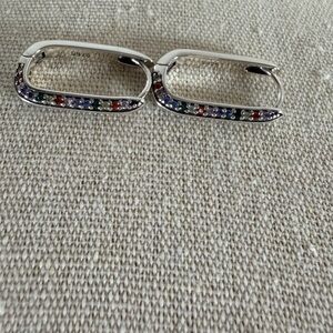 Elegant S925 Silver Multicolor Gemstone Hugie pierced earrings